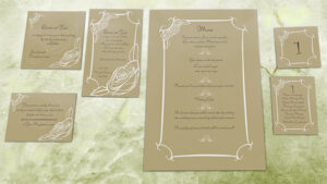 A wedding stationery suite created by our in-house designer for Magical Vows